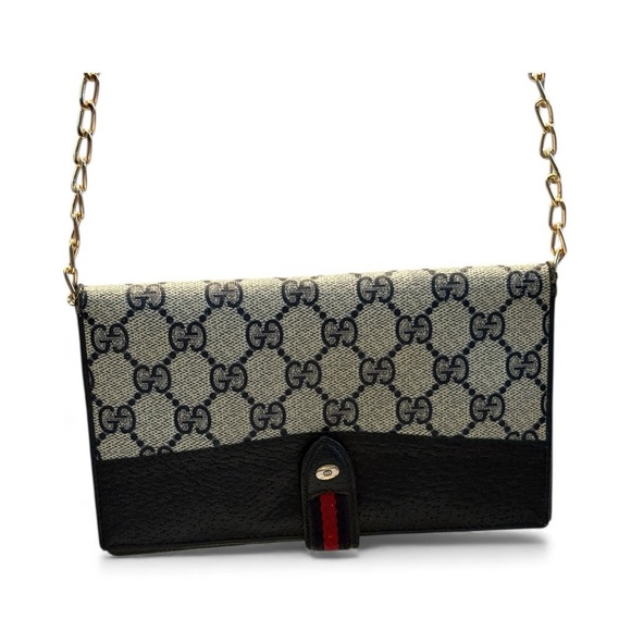 Vintage Gucci  signature Anniversary  Collection trifold wallet on chain - Picture 1 of 17
